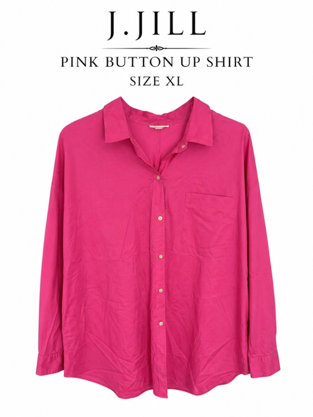 J.Jill Pink Button Up Shirt Women’s XL Long Sleeve Collared Blouse